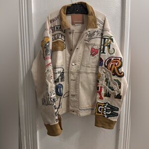 Beige and Tan Graphic Jacket